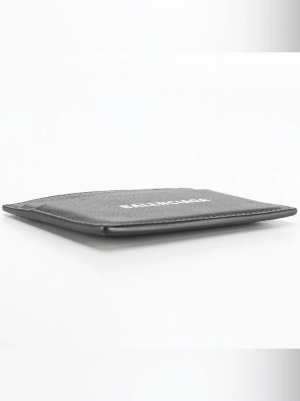 Balenciaga Black Pebbled Leather Card Case with Box